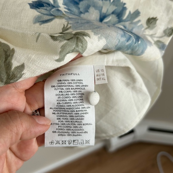 Faithfull The Brand Blue Floral Linen Mini Dress NWT | Summer Cottagecore 10 - Picture 6 of 12